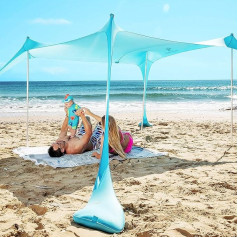 Sun Ninja Pop Up Beach Tent Sun Protection UPF50+ с лопатой для песка, колышками и стойками, тень на открытом воздухе для кемпинга, рыбалки, развлечений на заднем 