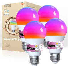 MOES Smart Light Bulb Matte E27, WiFi Alexa LED Lamp RGBCW, WW, с регулировкой яркости, музыкальная синхронизация, 16 миллионов цветов, совместимость с Apple HomeKit, SmartThings, Al