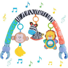 Baby Arch Toy Pushchair - Clip on Cot Activity Bar Musical Sensory Suspension Crib Arch Toy with Rattle Babies Travel Play Arch Pram