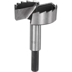 Карта поиска Форстнербордер, 55 мм, Karbonstahl, mehrzahnig, Holzbohrung, Forstner-Bit, Scharnierschneider mit 25/64 Zoll Dreieckschaft für Hartholz, Weichholz, Sperrholz, Holzbearbeitung, Bohren