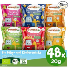 Тыквенные бестселлеры Organics Kindersnack (6 x 8 упаковок) Детские снеки без добавок с 12 месяцев - без аллергии ² и глютена ³ хрустящие снеки для детей 