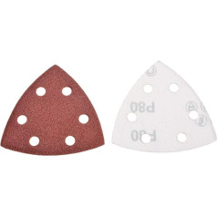Schleifpapier Haken und Schleife Dreieck Schleifpa 20 Stück 90 * 90 mm 6-Loch-Schleifblätter Dreieckiges rotes Schleifpapier Klettverschluss 40-240 Körnung Schleifscheibe for Schleifen von Holz(120)