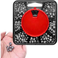 Рыболовный свинец, рыбалка с коробкой для хранения, съемный свинцовый груз для рыбалки, 7 размеров свинцового ассорти олова (0.4g/0.5g/0.6g/0.8g/1g/1.2g