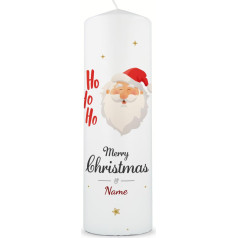 GRAVURZEILE Christmas Candle in Ho Ho Ho Design with Name - High Quality Pillar Candle 250/80 mm Brilliant Printed - Christmas Gift for Women and Men - Christmas Decoration for Dad and Mum