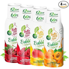4 x 500 мл Легкий вишнево-абрикосовый сироп с малиной и манго для фитнеса от Frutta Max с 60% содержанием фруктов без сахара и стевии