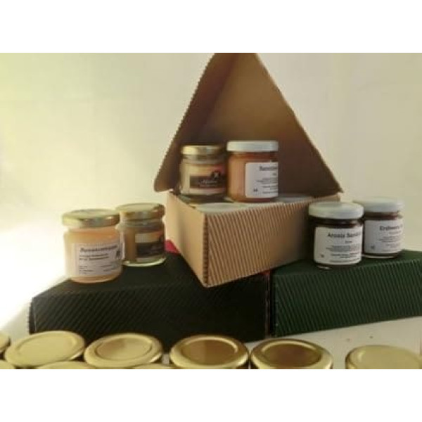 Сюрприз на завтрак в упаковке 6 - 6 x 40-50 г фруктовых спредов, желе, меда, крема - небольшая благодарность, небольшой подарок, подарочная корзин