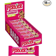 Perkier, (18 батончиков), клюква, здоровый, вкусный, 100% натуральный веганский и безглютеновый снек-батончик без консервантов