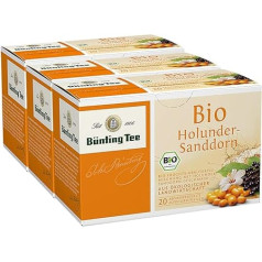 Bünting Tee Organic Elderberry Sea Buckthorn, 20 чашечных пакетиков, упаковка из 3 штук