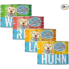 Sollis Dog Food Влажный корм для собак, 0% зерна, 0% сахара, чистый натуральный корм в различных вариантах и размерах (Классическая смесь, 24 х 200 г)