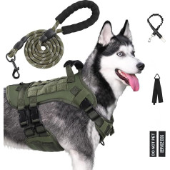 Yungaspy тактическая шлейка для крупных собак, Escape Proof Molle собачья шлейка и поводок с ремнем безопасности, регулируемая шлейка для военных соба