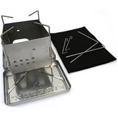 Firebox Stainless Steel Nano Stove + X-Case Kit - Wood Burning/Multi-Fuel - Folding Camp/Bushcraft