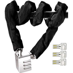 Мотоциклетный цепной замок CAMARKY Anti-Theft Device with 3 Keys Chain Lock for Bicycle, Motorcycle, Bicycle, Door, Gate, Fence, Grill (90 cm) Black