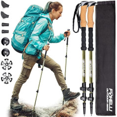 Foxelli Carbon Fiber Trekking Poles - легкие складные туристические палки, амортизирующие туристические палки с ручками из натуральной пробки, складными з