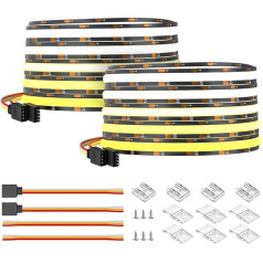 BTF-LIGHTING FCOB COB CCT Tunable 3000K-6000K LED Strip 2X5M 640LEDs/m 14W/M DC24V 10mm Black PCB Flexible High Density LED Strip IP30 Not Waterproof for Indoor Decoration (Strips Only)