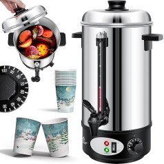 KESSER® Чайник для глинтвейна 8 л из нержавеющей стали, 10 кружек для глинтвейна с термостатом Чайник для глинтвейна Машина для приготовления г