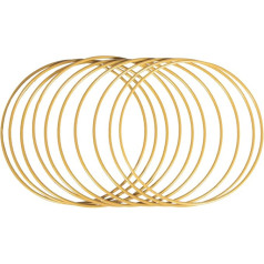Rayher 25215616 Металлические кольца, 10 штук, диаметр 20 см, золотое покрытие, толщина около 3 мм, проволочные кольца для рукоделия, техники намотки, 