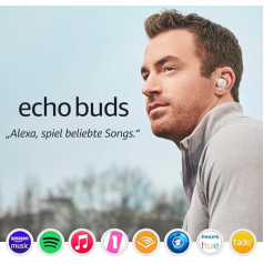 Echo Buds (Newest gen) | Беспроводные наушники с Alexa, Bluetooth-наушники с активным шумоподавлением, встроенный микрофон, водонепроницаемость IPX4 | Беспров