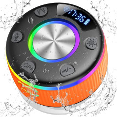 PRSCFUM Music Box Bluetooth Speaker Shower with LED Light, IPX7 Water Protection, Portable Speaker Shower with Suction Cup, 360° Stereo Sound,