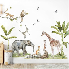Grandora DL764-5 XXL Набор наклеек на стену Сафари Дерево Животные Наклейки на стену для детской комнаты