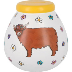 Pot Of Dreams Limited Edition Dogs & Cats to Home & Tree of Life Money Boxes - SMASH to Open Savings Bank (Highland Coo) 14cm x 14cm x 14cm (K92530)
