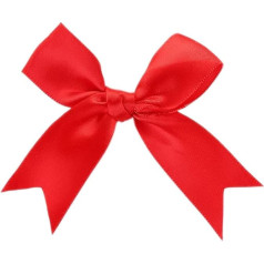 Duories Pack of 50 8.5 x 8.5 cm Satin Ribbon Bows, Satin Ribbon Decorative Bows Ready Bows Gift Bows for DIY Crafts Wedding Christmas Valentine's Day Decoration Card Making Embellishments, Red