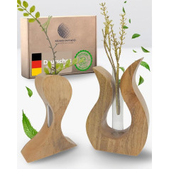 Набор из 2 деревянных ваз из экологически чистого дерева манго, нестареющий дизайн для стильных цветов и растений, пробирка ручной работы д