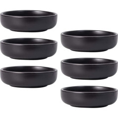 HEMOTON Mini Dipping Bowls Set of 6 Ceramic Dip Bowls Set Simple Art Soy Dip Dip Dip Dishes Spice Plates Multipurpose Porcelain Side Dish Bowl Black Sauce Serveware