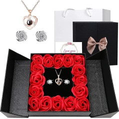 EGEKTBH День матери сохранились розы подарки для мамы, вечные цветы подарочная коробка с 100 языков люблю тебя ожерелье и серьги, искусственные 