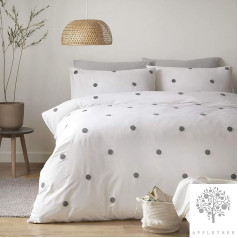 Appletree Dot Garden Cotton White Slate Single Duvet Cover Set