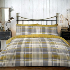 Dreams & Drapes 100% Brushed Cotton Connolly Double Duvet Set, Ochre Yellow