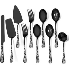 Jxkgenix Набор столовых приборов 10 предметов, свадебный торт нож сервировочный набор включает сервировочную ложку, ложку с прорезью, вилку для