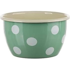 Münder Email le Salad Bowl Dessert Bowl Diameter 14 cm Mint with White Polka Dots