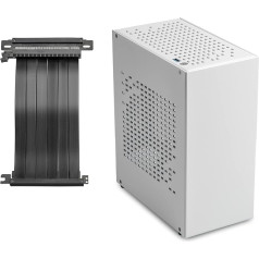 Алюминиевый корпус Mini ITX с PCIe Riser, JOYJOM Mini PC Case, SFF Small Form Factor PC Case, TX Computer Gaming Case Support GPU Graphics Card (White)