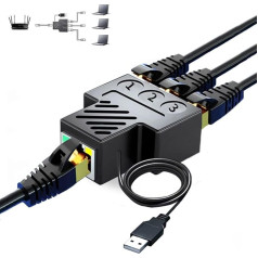 Aoaizue RJ45 Ethernet Splitter Adapter, 1 до 3 портов [3 устройства одновременной сети] RJ45 расширение сети 100 Мбит скорость Интернета 8P8C удлинитель разъем LAN ин