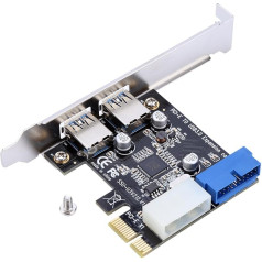 USB 3.0 Express Card, Richer-R PCI-E to USB 3.0 Expansion Card Adapter with 20 Pin Interface, High Speed 2 Ports USB 3.0 Card PCIe Express Interface Card with Windows XP 32/64 Windows 7 etc