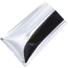 WACCOMT Pack Pack of 200 Coloured Mylar Foil Top Opening Sealable Bag Vacuum Heat Seal Bags for Food Packaging with Tear Notches (Silver, 18 x 26 cm (7.1 x 10.2 inches))