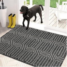Cekene Doormat Indoor and Outdoor 80 x 150 cm Washable Door Mat Non-Slip Dirt Trapper Mat Absorbent Door Mat for Entrance Front Door Hallway Dark Grey