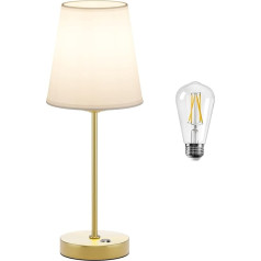 irotine Pack of 1 Gold Cordless Battery Table Lamp Rechargeable Battery Operated 6000 mAh LED Fabric Wireless Table Lamp with 6 W Light Bulb, Dimmable Bedside Lamp, Touch Indoor Table Lamp
