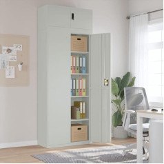 Шкаф для бумаг, светло-серый, 90 x 40 x 240 см, сталь, Современный шкаф для бумаг из стали: Просторный, Безопасность и экономия пространства, Хране