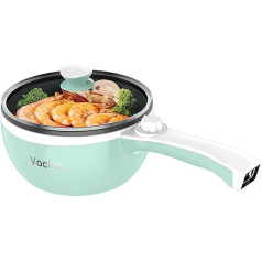 Электрическая кастрюля Vocha, 1,5 л, электрическая сковорода с антипригарным покрытием для путешествий/общаги, портативная мультиварка с двой