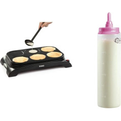 DOMO DO8709P & Bestron Family Crepe Machine с дозатором теста на 700 мл для крепов, пофертджей, блинов, вафель, маффинов или пончиков, цвет: белый