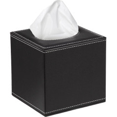 Контейнер для бумажных полотенец PU Leather Tissue Box Square Tissue Box для украшения дома офиса автомобиля черный