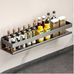 Edumov Spice Rack Wall Metal Spice Rack Hanging Spice Rack - No Drilling Kitchen Shelf Spice Rack Wall Spice Rack Organiser for Cabinet Door Bathroom 50 x 10 x 8 cm, Grey