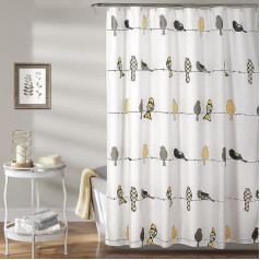 Занавес для душа Lush Decor Rowley Birds, желто-серый, x 72 дюйма