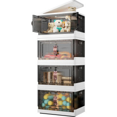 SavvyStor Коробки для хранения с крышками, 45 л x 4 шт, большие пластиковые корзины для хранения, складные, штабелируемые, складные пластиковые ко
