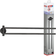 tesa Moon Graphite 2-Arm Towel Rail in Brushed Graphite - Самоклеящийся полотенцесушитель из металла с PVD-покрытием - Не требует сверления В комплекте клей - 50 мм x 84 м