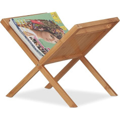 Держатель для журналов Relaxdays Bamboo, подставка для газет с ручками, компактный, отдельно стоящий, DIN A4 и A5, натуральный