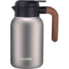Luvan Thermos Flask 2L 316 Stainless Steel Double Wall Vacuum Insulated Coffee Pot Coffee Thermos, Coffee Plunger, Juice/Milk/Tea Insulation Pot (Silver)