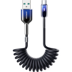 Спиральный кабель USB-A - USB-C Crystal-Clear Series 3A 1,5 м - черный