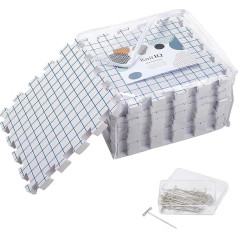 KnitIQ Blocking Mats for Knitting - Extra Thick Blocking Boards with Grids with 100 T-pins and Storage Bag for Needlework or Crochet - Pack of 9